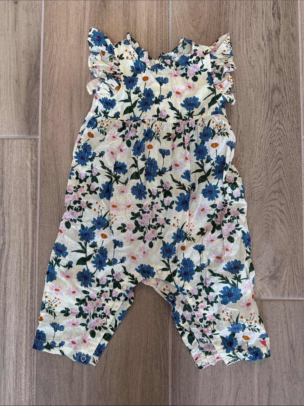 Pink Chicken Jennifer Jumper/Romper with Blue Floral Melon Print - Picture 3 of 5